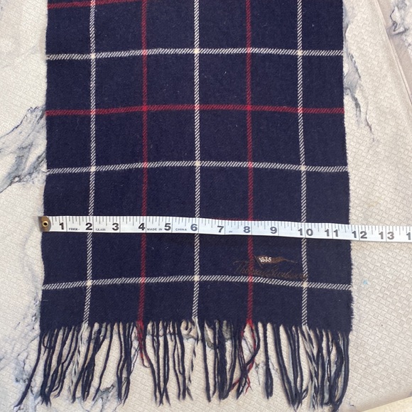 Burberry Haymarket Lambswool Check Scarf  w/ embroidered Logo🐴Dark Navy LARGE🔥 - Picture 9 of 12